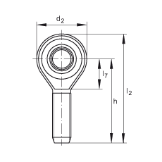 桿端軸承 GAKSR30-PS, 根據 DIN ISO 12 240-4 標準，特種鋼材料，帶右旋外螺紋，免維護
