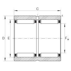 滾針軸承 RNAO50X65X40-ZW-ASR1, 無擋邊，雙列