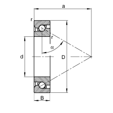 推力角接觸球軸承 BSB060120-T, 單向，接觸角 α = 60°，限制公差