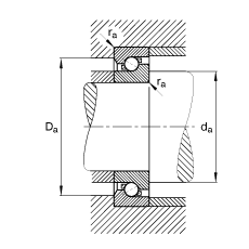 推力角接觸球軸承 BSB060120-T, 單向，接觸角 α = 60°，限制公差