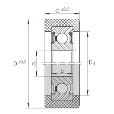 滾輪 KLRZ12X41X16-2RSR, 帶塑料箍，兩側密封