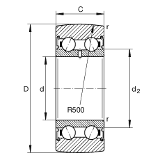 滾輪 LR50/7-2RSR, 雙向，兩側密封