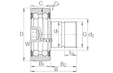 螺栓型滾輪 KR5203-2RS, 雙列，兩側唇密封