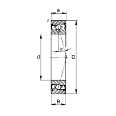 主軸軸承 HSS7002-C-T-P4S, 調(diào)節(jié)，成對安裝，接觸角 α = 15°，兩側(cè)唇密封，非接觸，加嚴公差