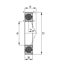 主軸軸承 HCB7211-E-T-P4S, 調(diào)節(jié)，成對或單元安裝，接觸角 α = 25°，陶瓷球，限制公差