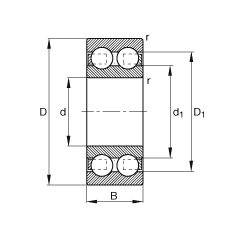 深溝球軸承 4202-B-TVH, 根據(jù) DIN 625-3 標(biāo)準(zhǔn)的主要尺寸，雙列