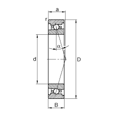 主軸軸承 HS7028-C-T-P4S, 調節，成對安裝，接觸角 α = 15°，限制公差