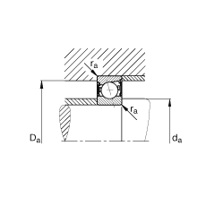 主軸軸承 B7014-E-2RSD-T-P4S, 調節，成對安裝，接觸角 α = 25°，兩側唇密封，非接觸，限制公差